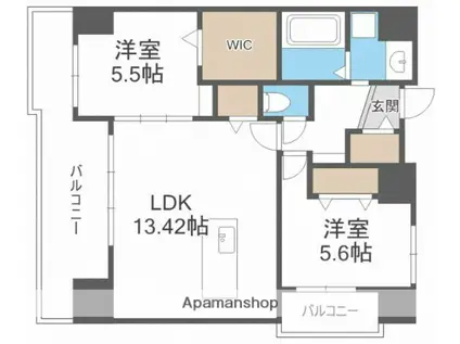 ざ・荒江(2LDK/6階)の間取り写真