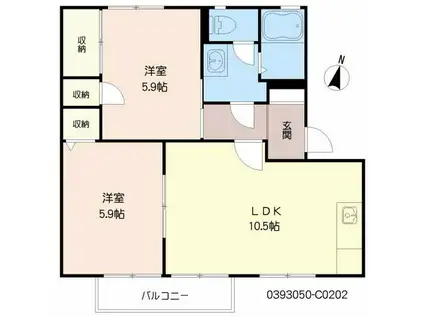 グリーンヒル南片江C(2LDK/2階)の間取り写真