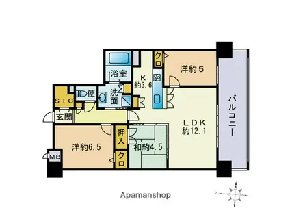 エイリックスタイル藤崎南コートプレイス(3LDK/9階)の間取り写真