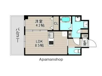 城西3丁目マンション(1LDK/6階)の間取り写真