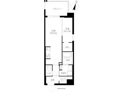 BLANCCIEL西新Ⅱ(1LDK/9階)の間取り写真