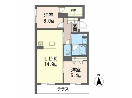 エーデルワイス(2LDK/1階)の間取り写真