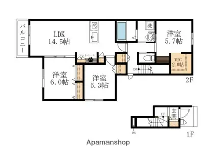 田隈2丁目へーベルメゾン(3LDK/2階)の間取り写真