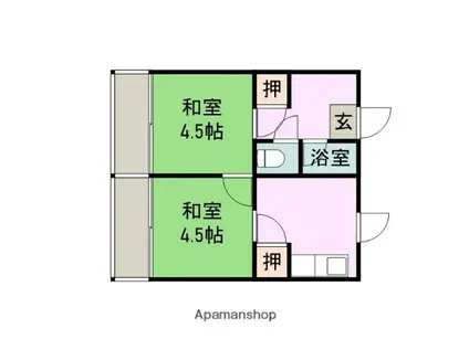 第1サンシャインビル(2DK/1階)の間取り写真
