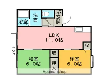マイカル津福(2LDK/1階)の間取り写真