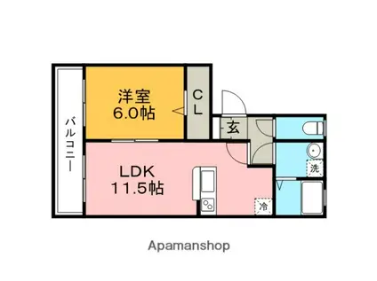 カトレアコート(1LDK/2階)の間取り写真