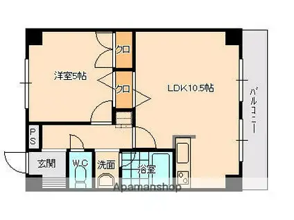 コーポラスF3(1LDK/3階)の間取り写真