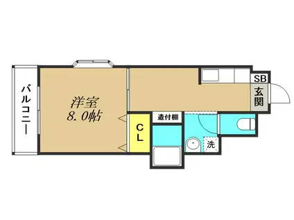 プレジデント御井(1DK/3階)の間取り写真