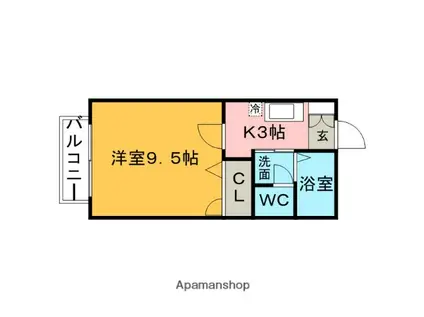 フローラルコート(1K/2階)の間取り写真