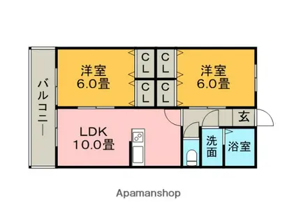 クインズコート(2LDK/2階)の間取り写真