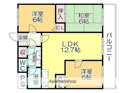 ビブレマンション諏訪野(3LDK/4階)の間取り写真