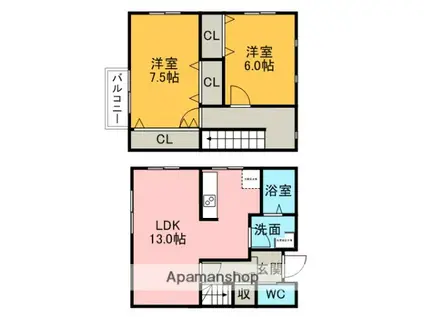 ラフィネ壱番館(2LDK)の間取り写真
