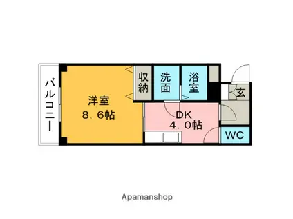 セカンドキャビン(1DK/3階)の間取り写真