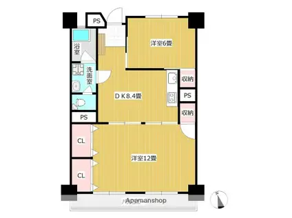 第二森光ビル(2DK/4階)の間取り写真