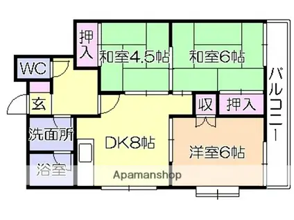 メゾン田島(3DK/3階)の間取り写真