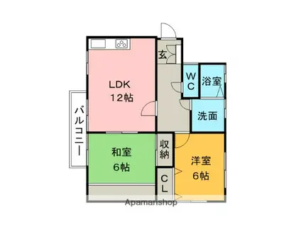 亀幸園ハイツ(2LDK/2階)の間取り写真