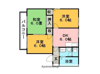 コマンセ21(3DK/1階)の間取り写真