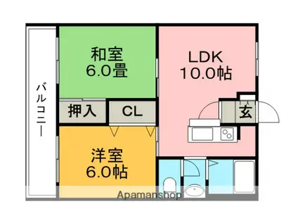 組坂ビル8(2LDK/5階)の間取り写真