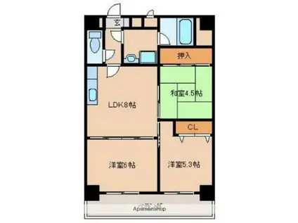 サンセーヌ中央町(3DK/4階)の間取り写真