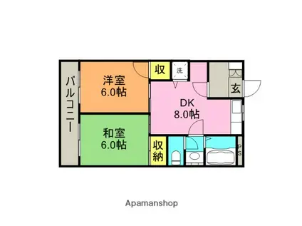 サンフィールド(2DK/1階)の間取り写真