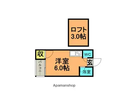 カサブランカ御井(ワンルーム/1階)の間取り写真