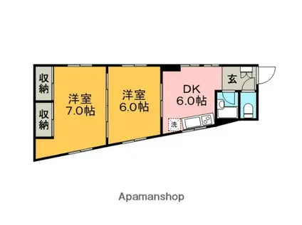 おおわきコーポ(2DK/2階)の間取り写真
