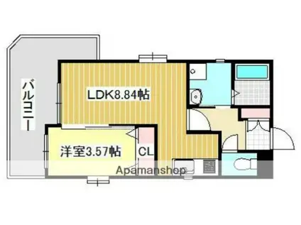 クオリアけやき通(1LDK/9階)の間取り写真