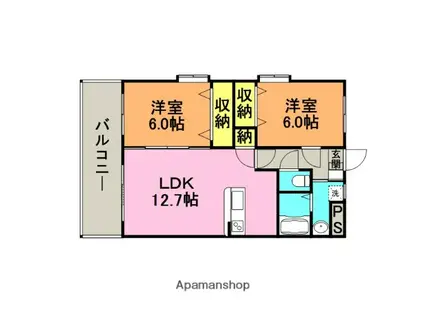 グリーンヒル櫛原(2LDK/4階)の間取り写真