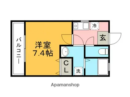 クレフラスト久留米大 A棟(1K/1階)の間取り写真