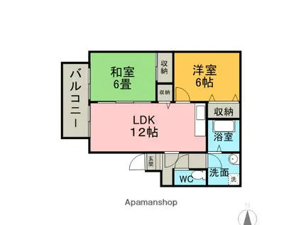 フィールドリバーⅡ(2LDK/2階)の間取り写真