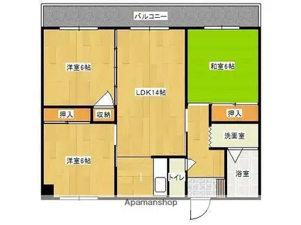 サンコーポ国分(3LDK/5階)の間取り写真