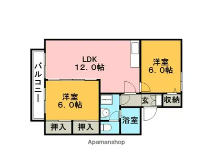 プレジール楠(2LDK/1階)の間取り写真