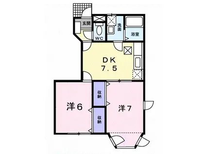 サファイアンエレガンスB(2DK/1階)の間取り写真