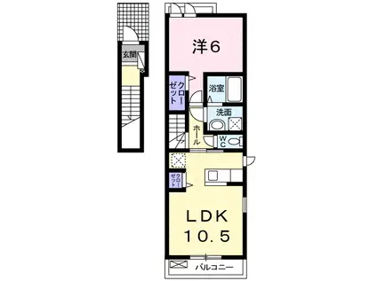 COTTI南薫(1LDK/2階)の間取り写真