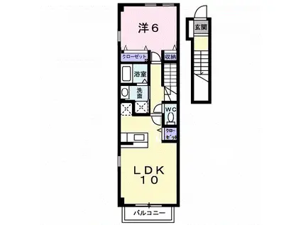 ポラリス壱番館(1LDK/2階)の間取り写真