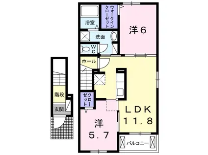 カトレアスウィート(2LDK/2階)の間取り写真