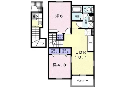 サンタ・フェA(2LDK/2階)の間取り写真
