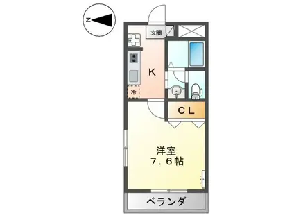 エクセルタウン蔵上Ⅱ(1K/2階)の間取り写真