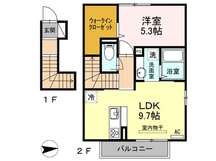 シュトラール(1LDK/2階)の間取り写真