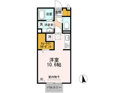 エントラール A(ワンルーム/1階)の間取り写真