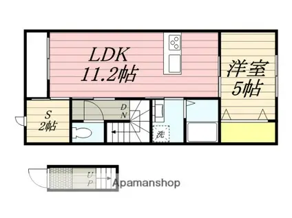 エスカレント国分(1SLDK/2階)の間取り写真