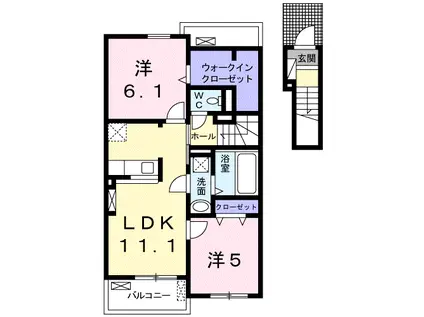 リンデンハウスⅡ(2LDK/2階)の間取り写真