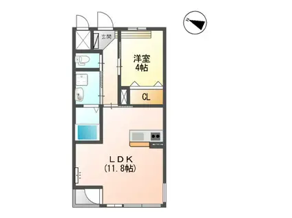 ナチュラルハイム(1LDK/2階)の間取り写真