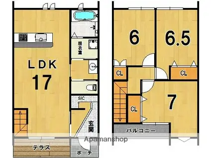 久大本線 御井駅 徒歩17分 2階建 築8年(3LDK)の間取り写真