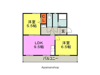 コンチェルト東合川2(2LDK/1階)の間取り写真