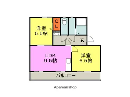 コンチェルト東合川2(2LDK/5階)の間取り写真