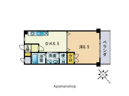 クラウンⅤ(1DK/4階)の間取り写真