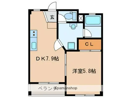 ワンピース(1DK/4階)の間取り写真