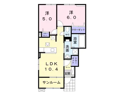 ラ・フェリーチェⅡ(2LDK/1階)の間取り写真