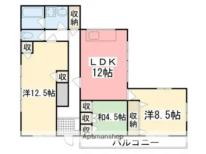 西鉄天神大牟田線 櫛原駅 徒歩4分 2階建 築37年(3LDK)の間取り写真